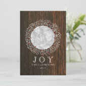 De rode Kroon van Bessen + Houten Kerstmis van de Feestdagenkaart (Staand voorkant)