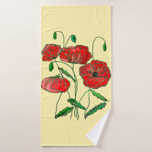 De rode Kunst van de Papaver - Badhanddoek