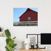 De rode muur met de Barn Quilt Poster (Thuiskantoor)