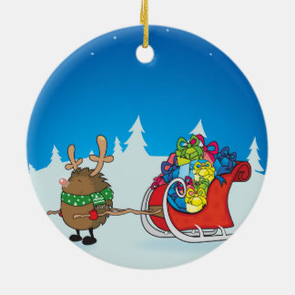 De rode neus egel keramisch ornament