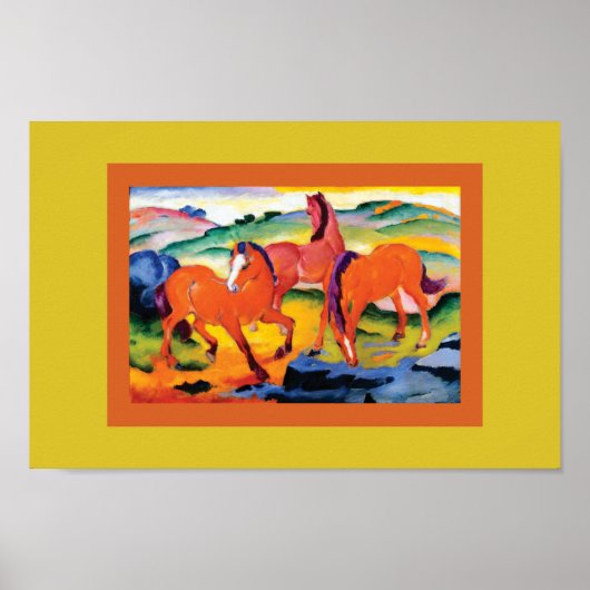 De Rode Paarden van Franz Marc Poster (Voorkant)