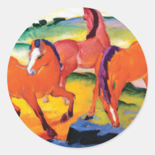 De Rode Paarden van Franz Marc Ronde Sticker