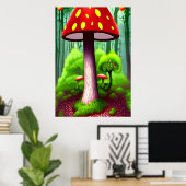 De rode paddenstoel | AI Art Poster (Thuiskantoor)