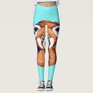 De rode Panda draagt op turkoois Leggings