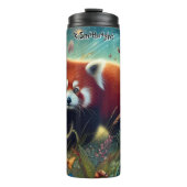 De rode panda in een magische weide thermosbeker (Voorkant)