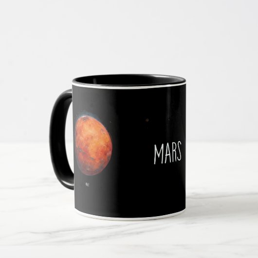 De rode planeet: Mars Waterverf Mok (Voorkant links)