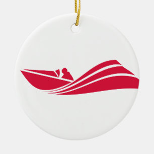 De rode speedboot van Crimson Keramisch Ornament