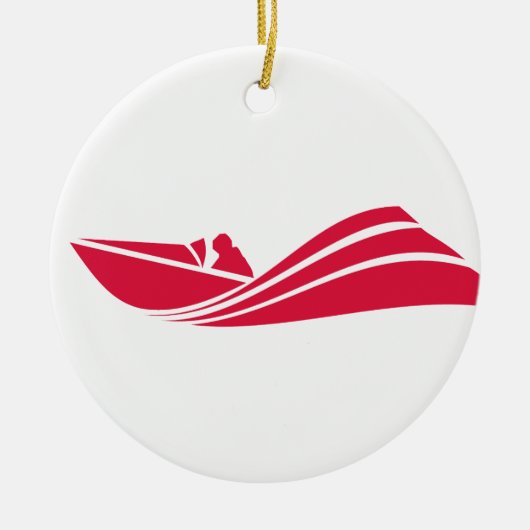 De rode speedboot van Crimson Keramisch Ornament (Voorkant)