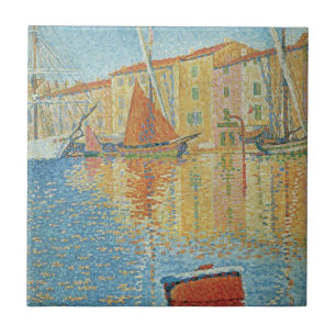 De Rode Ton door Paul Signac, Vintage Pointillisme Tegeltje