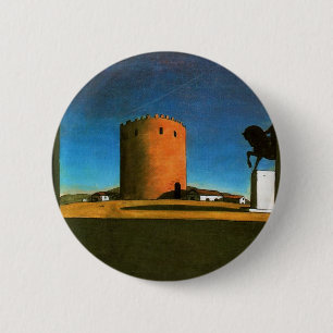 De rode toren van Giorgio de Chirico 1913 Ronde Button 5,7 Cm