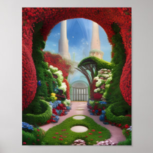 De Rode Tuinen fantasy Digital Art Poster