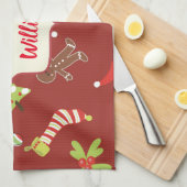 De rode Vakantie van de Peperkoek van Kerstmis Theedoek (Quarter Fold)