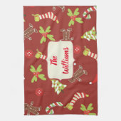 De rode Vakantie van de Peperkoek van Kerstmis Theedoek (Verticaal)