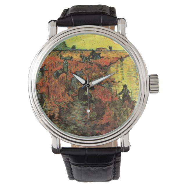 De Rode Vineyard van Vincent van Gogh Horloge (Voorkant)