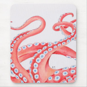 De rode Waterverf van de Octopus van Tentakels Muismat