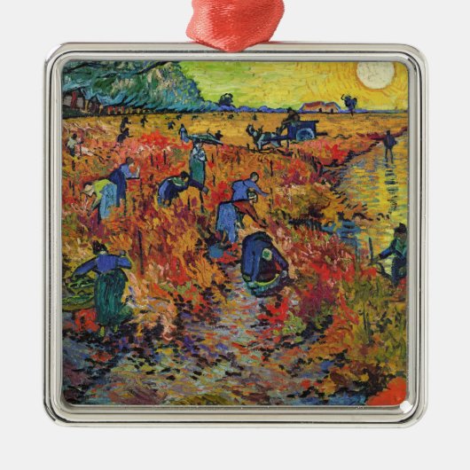 De rode wijngaard door Vincent van Gogh Metalen Ornament (Voorkant)