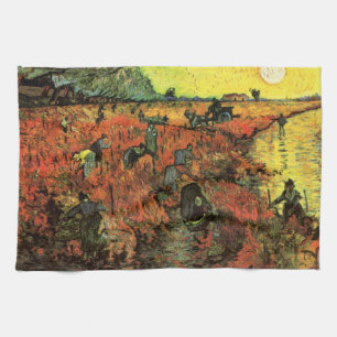 De rode wijngaard door Vincent van Gogh Theedoek