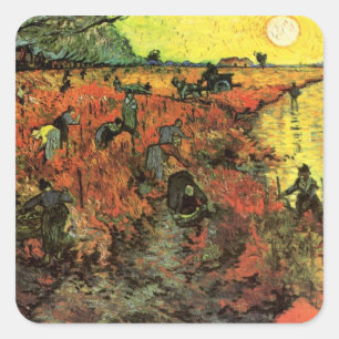 De Rode Wijngaard door Vincent van Gogh Vierkante Sticker