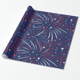 De rode Witte Blauwe Sterren van het Vuurwerk Cadeaupapier