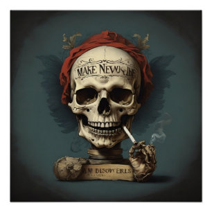 De rokende schedel perfect poster