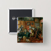 De rokerruimte met apen vierkante button 5,1 cm (Voorkant /achterkant)