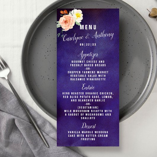 De Romance in het Collectie Bloom Wedding Menu