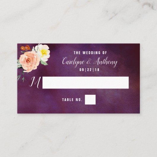 De Romance in het Collectie Bloom Wedding Plaatskaartje (Voorkant)