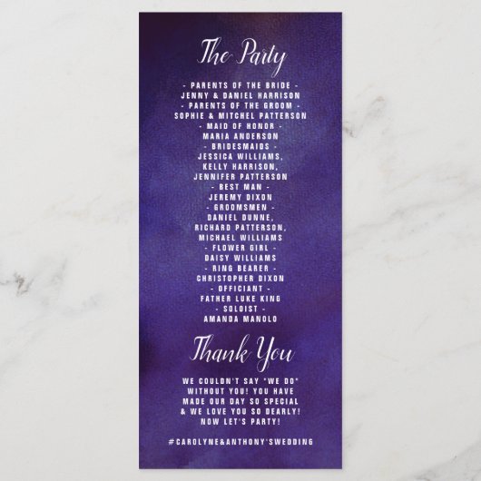 De Romance in het Collectie Bloom Wedding Programma (Achterkant)