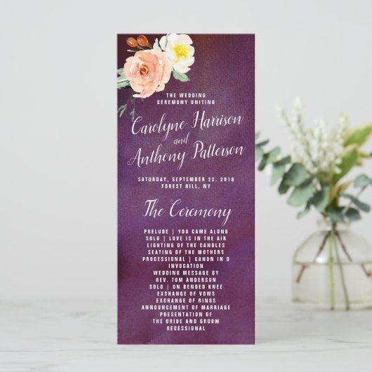 De Romance in het Collectie Bloom Wedding Programma (Staand voorkant)