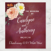 De Romance in het Collectie Bloom Wedding Wijn Etiket (Enkel label)