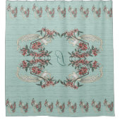 De Romance van zijde met Monogram Aqua Douchegordijn (Voorkant)