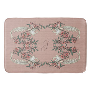 De Romance van zijde met Monogram Perzik Badmat