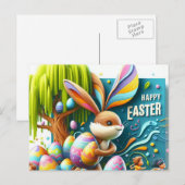 De romantische Abstracte paashaas glimlachte Feestdagenkaart (Voorkant / Achterkant)