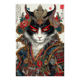 De Ronin kat Ukiyo-e Samurai Warrior Perfect Poster