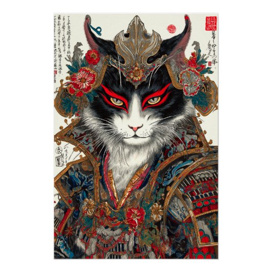 De Ronin kat | Ukiyo-e Samurai Warrior Perfect Poster (Voorkant)