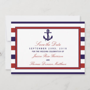 De Rood & Marineblauwe Nautische Anker Trouwcollec Save The Date