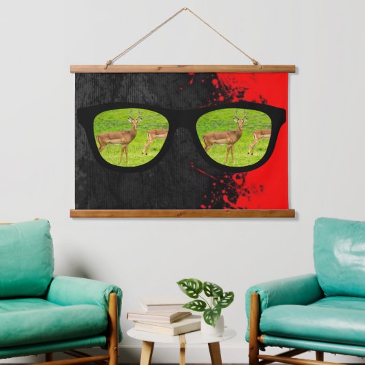 De rooftijger van de Gazelle Hangend Wandkleed (Woonkamer)