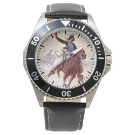 De Roping 1914 Range Cowboy William R Leigh Horloge