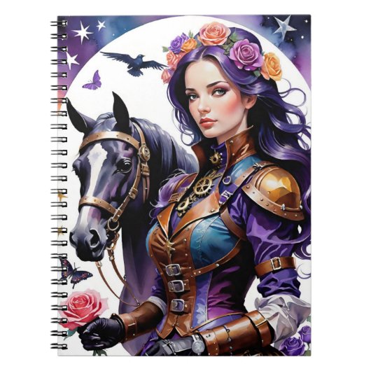 De Rosebud serie-Steampunk Rosebud & Haar Paard Notitieboek (Voorkant)