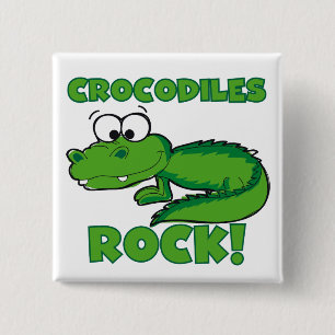 De Rots van krokodillen Vierkante Button 5,1 Cm