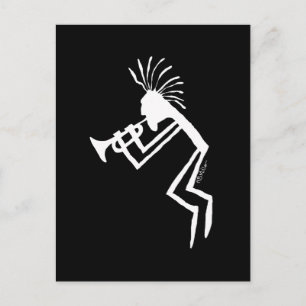 De Rotstekening van de Trompetter van Kokopelli Briefkaart