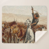 De Roundup Westerse kunst van Frederic Remington Sherpa Deken (Voorkant (horizontaal))