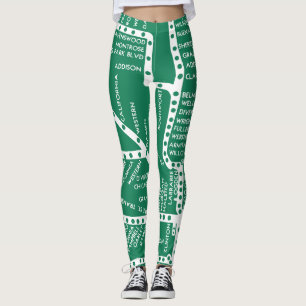 De route van de kaart van het Systeem van Chicago Leggings