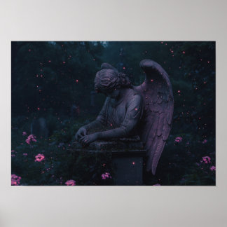 De rouwende engel | Bioluminescente begraafplaats Poster