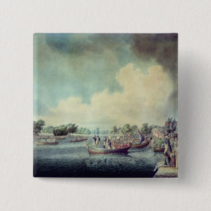 De Rowing Match in Richmond Vierkante Button 5,1 Cm