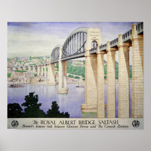 De Royal Albert Bridge, Saltash Vintage Travel Poster