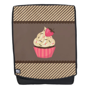 De roze Aardbei Cupcake van de Strepen van de Room Rugtassen