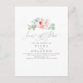 De Roze Bloemen sparen de Datum Aankondigingskaart (Voorkant)