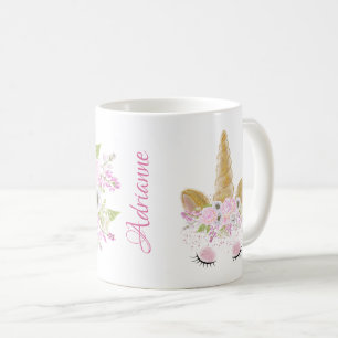 De roze BloemenEenhoorn WhimsicalArtwork™ van de Koffiemok