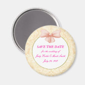 De roze Bow bewaart de Datum Magnet Magneet (Voorkant / Achterkant)